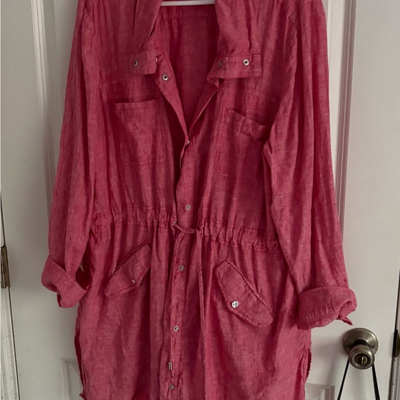 Jackets & Blazers - Chico's light red linen utility jacket